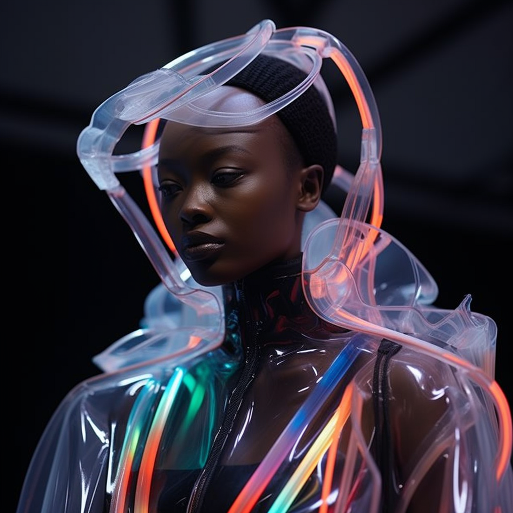 Stunning holographic fashion garments on runway