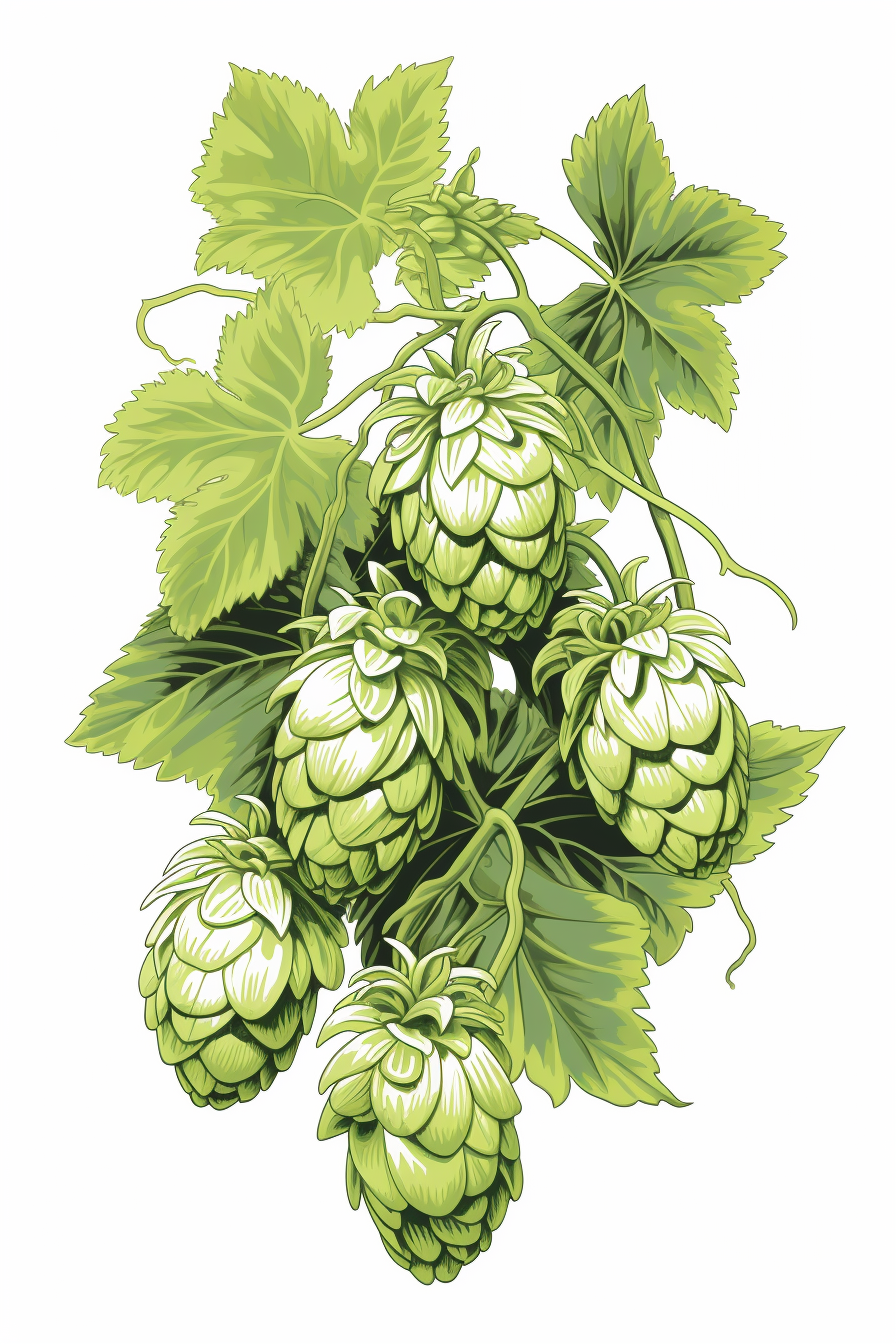 Colorful hops art on white background