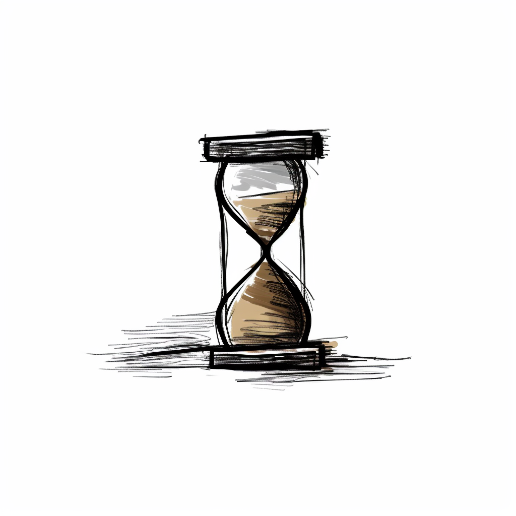 Hourglass sketch on white background