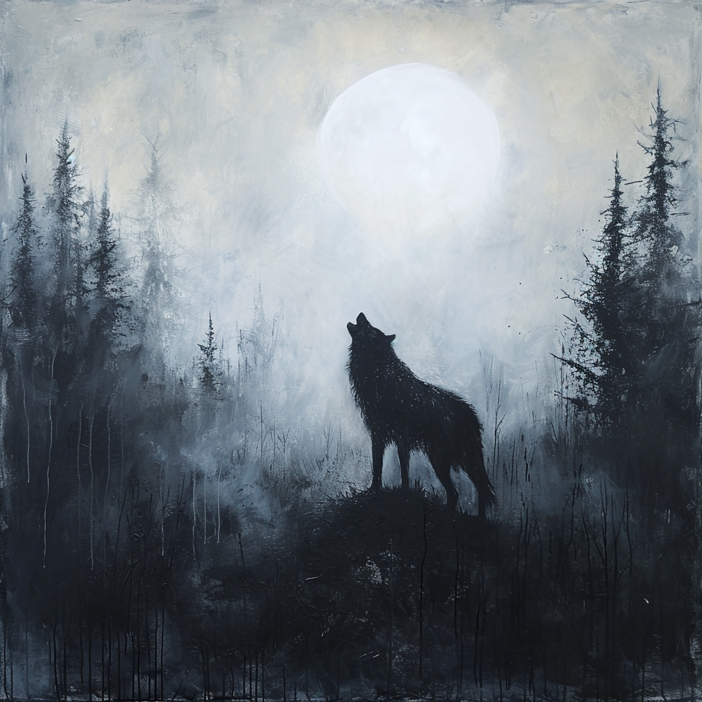 Howling wolf with eerie ambiance