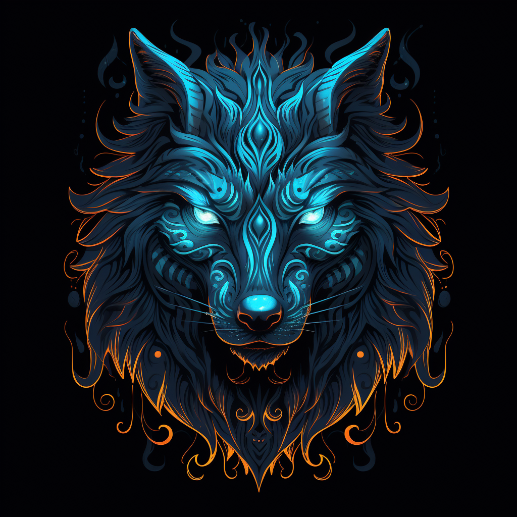 Howling Wolf Viking Symbol Flames