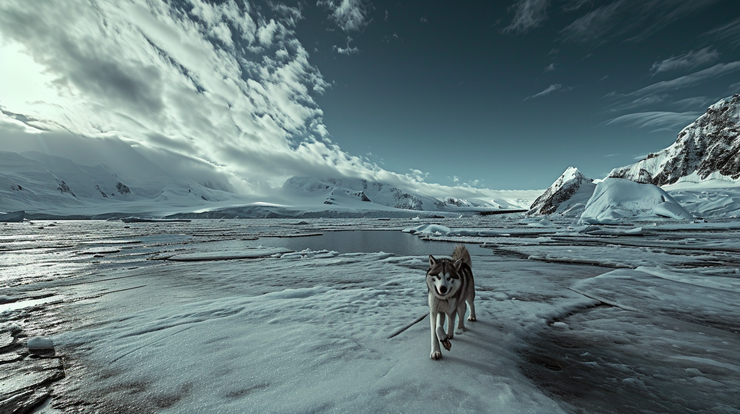 Husky Walking Antarctica HDR High Resolution IMAX Laser