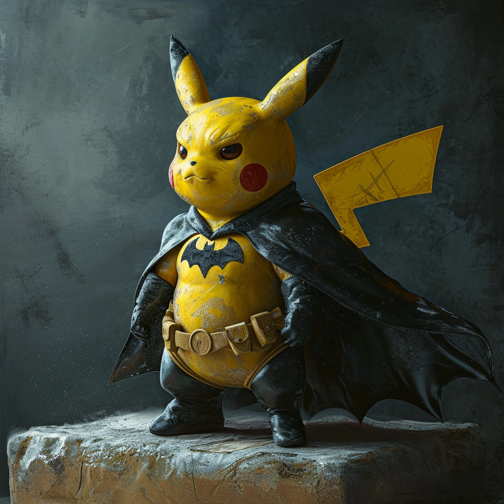 Batman Pikachu in hyperalistic style