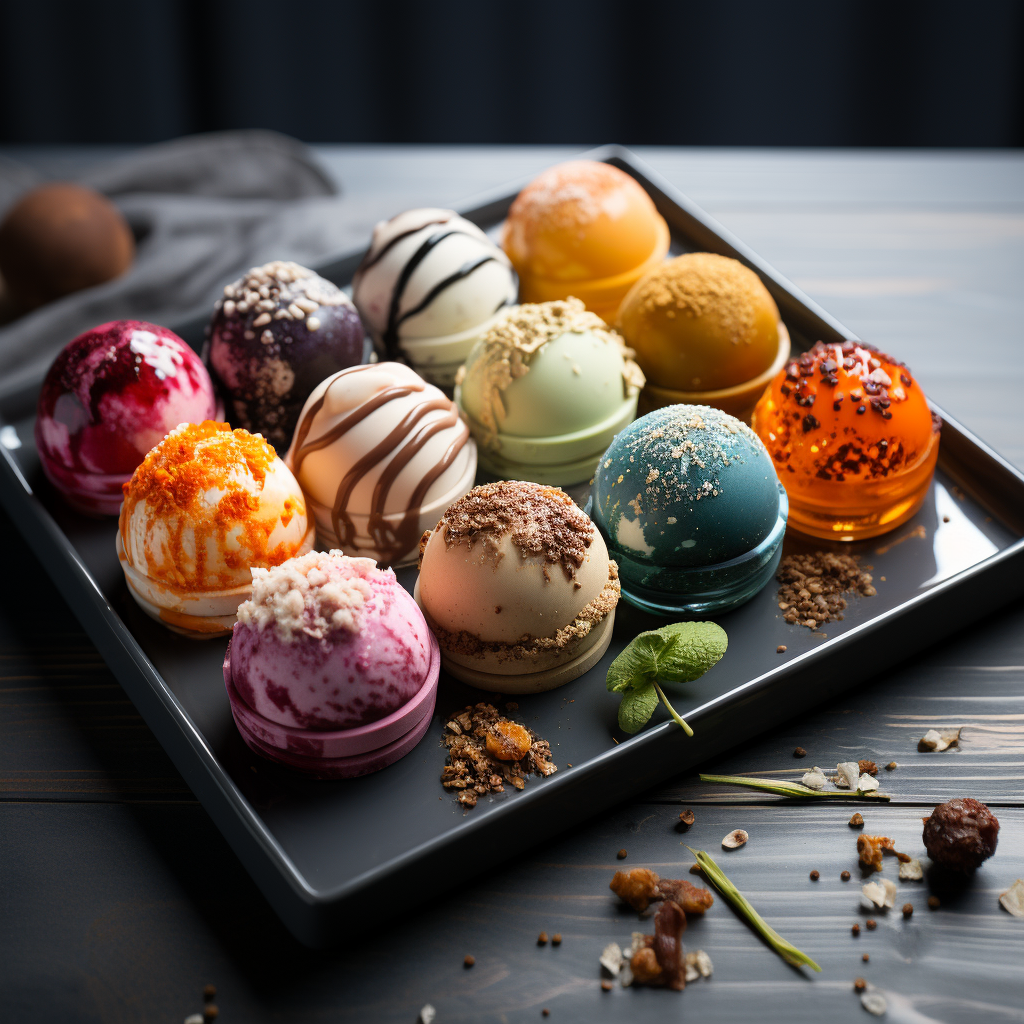 Colorful ice cream ball planets