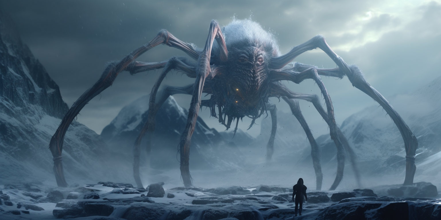 Majestic Ice Spider in Snowy Landscape