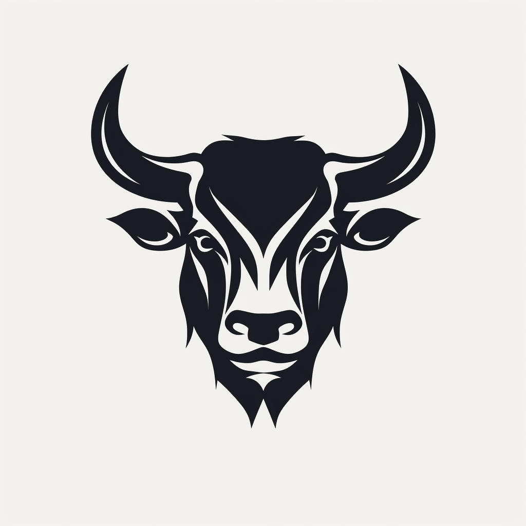 Black and white outline logo of a bull icon