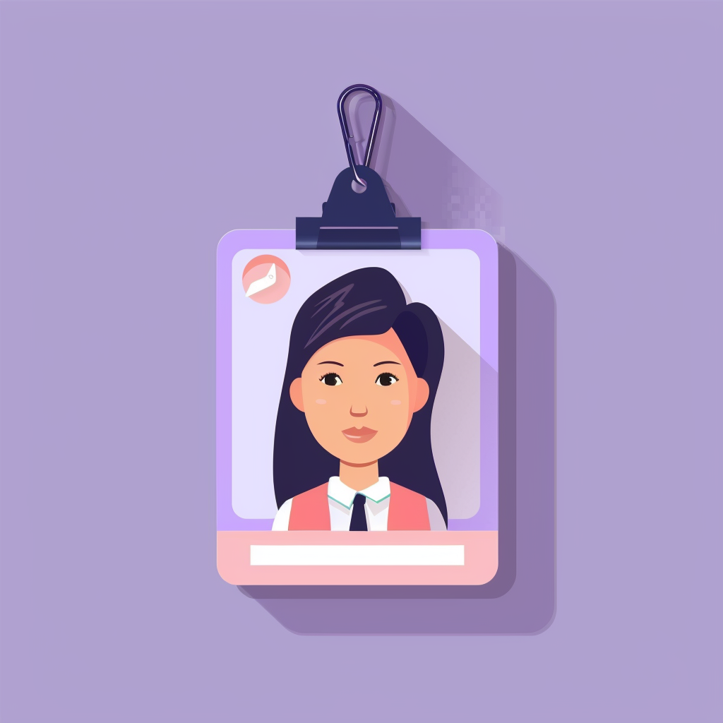 ID card on violet background