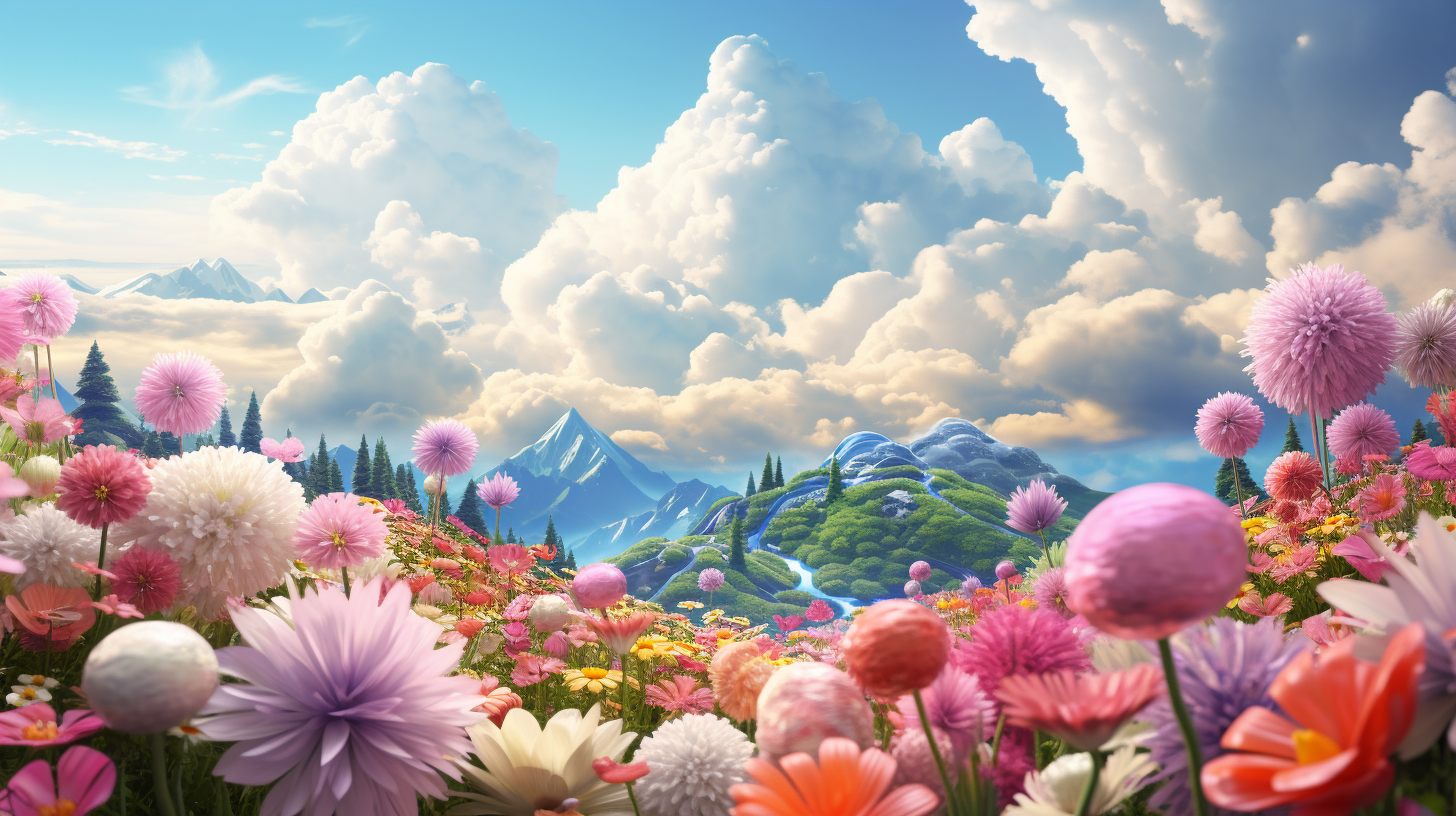 Colorful flowers blooming in a scenic landscape