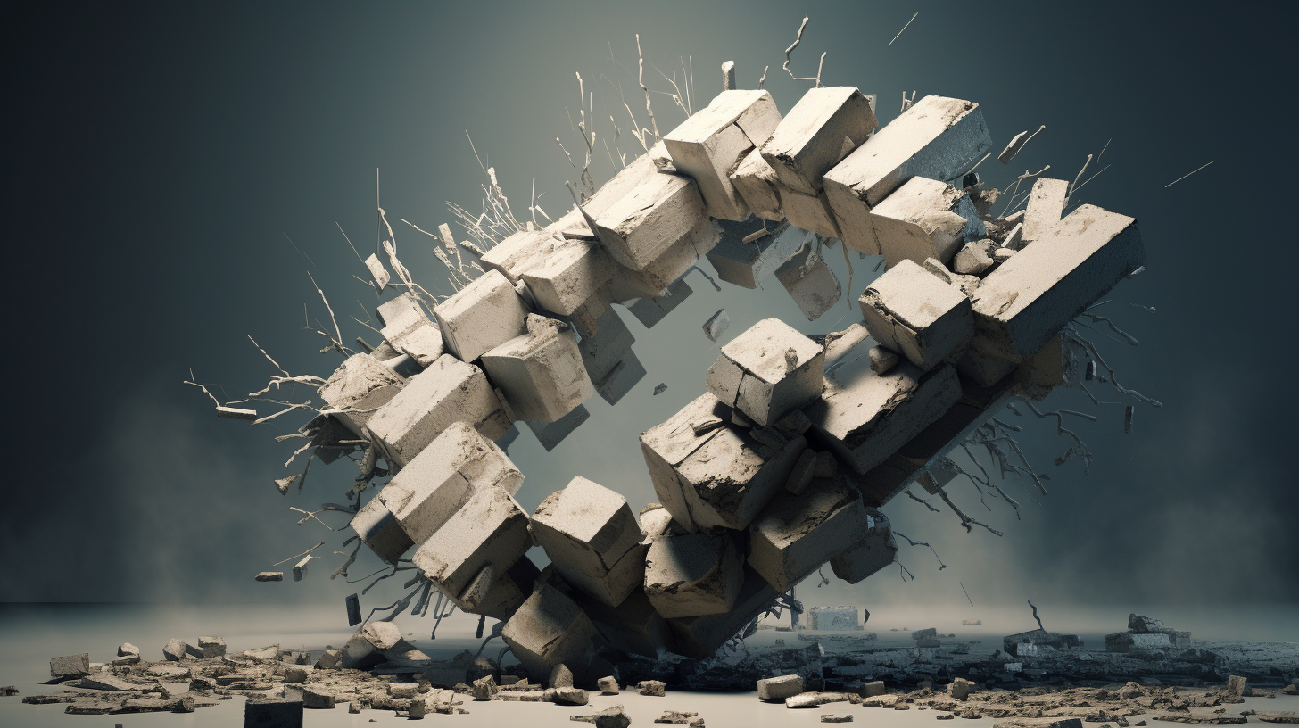 Inception movie concrete pieces illuminated by octane render studio light