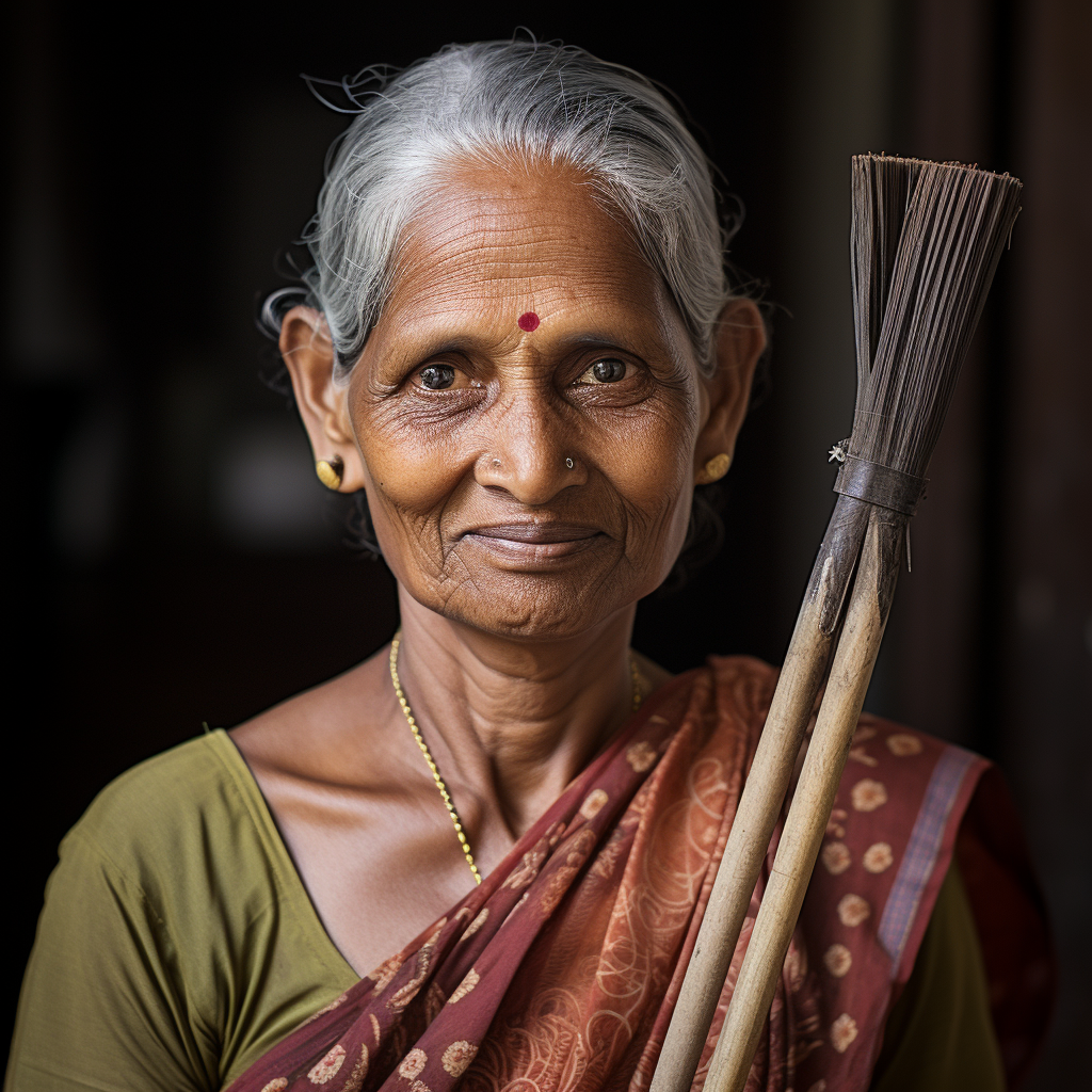 older Indian woman house cleaner