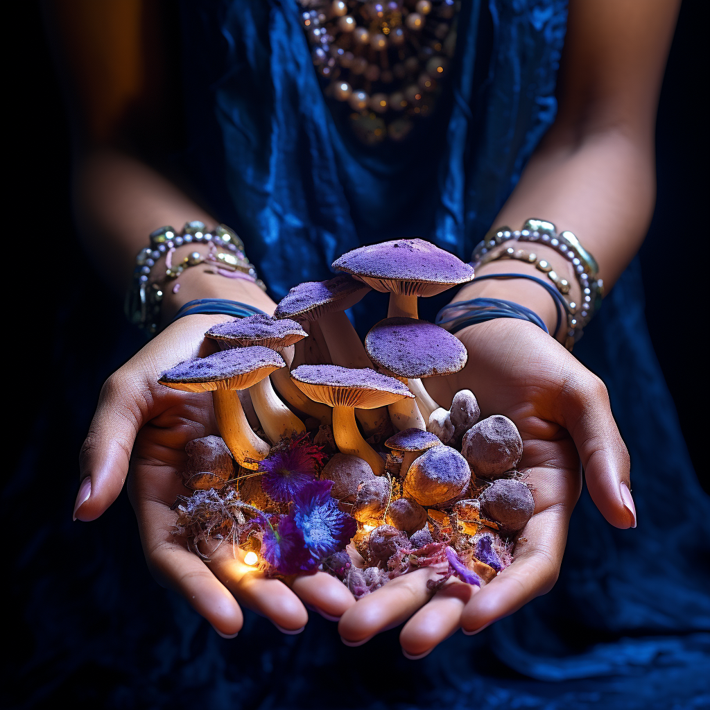 Divine indigo mushroom priestess jewelry