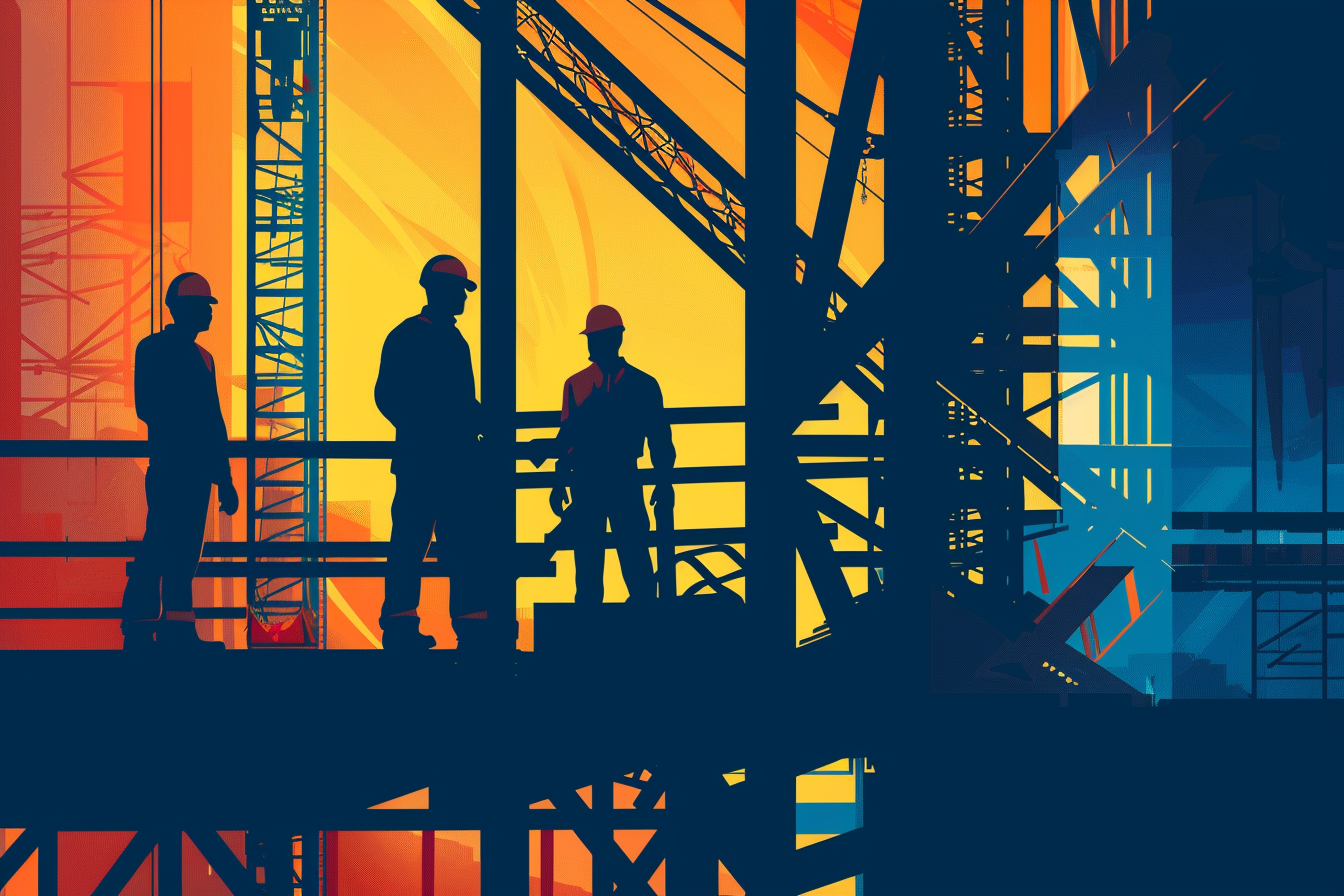 Silhouetted Construction Workers Vector Image