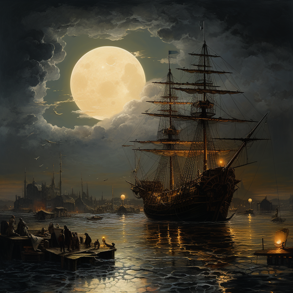 Artwork depicting industrial moon paradox by Van Gogh