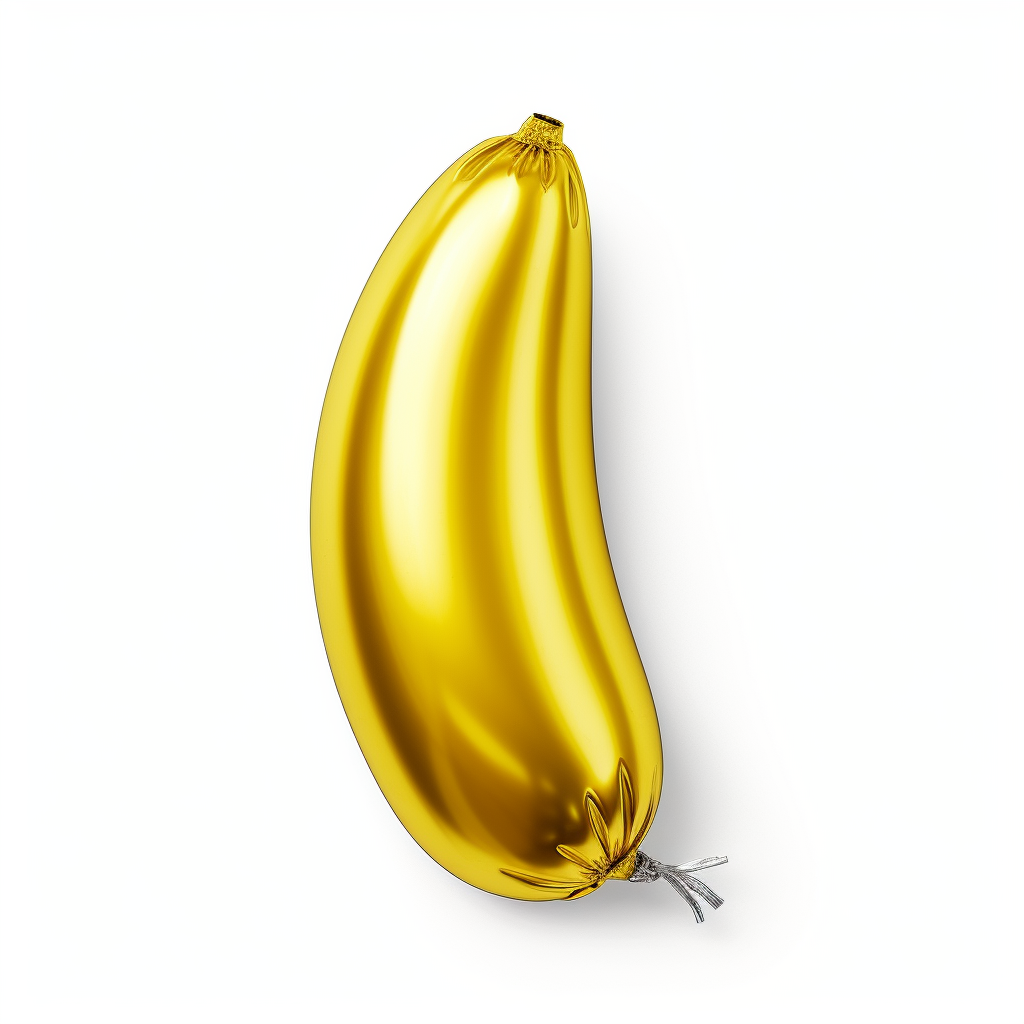 Inflatable Banana Metallic Foil Balloon on White Background