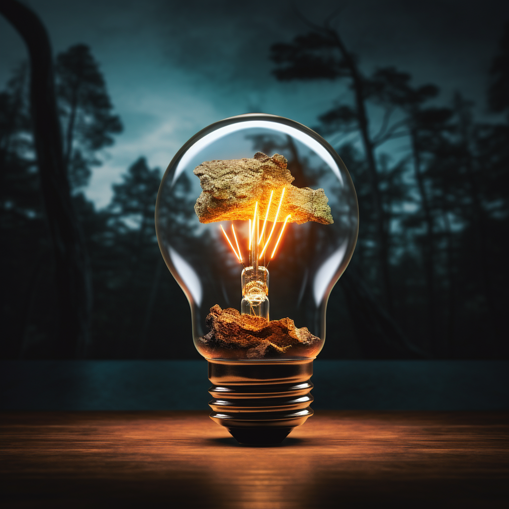 Creative innovation lightbulb shining brightly