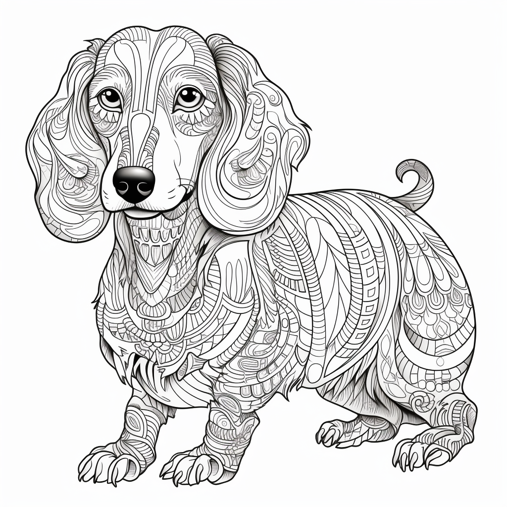 detailed dachshund coloring page