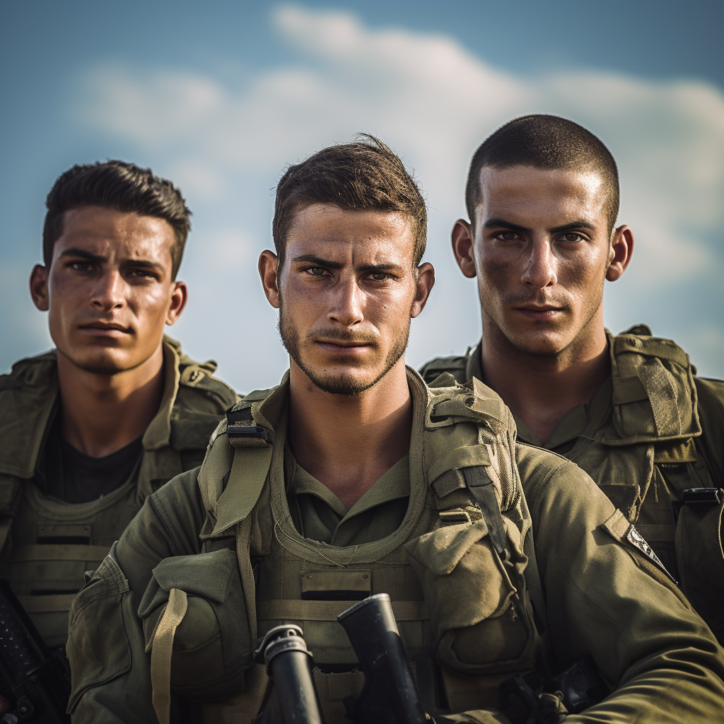 Israeli IDF soldiers displaying patriotism