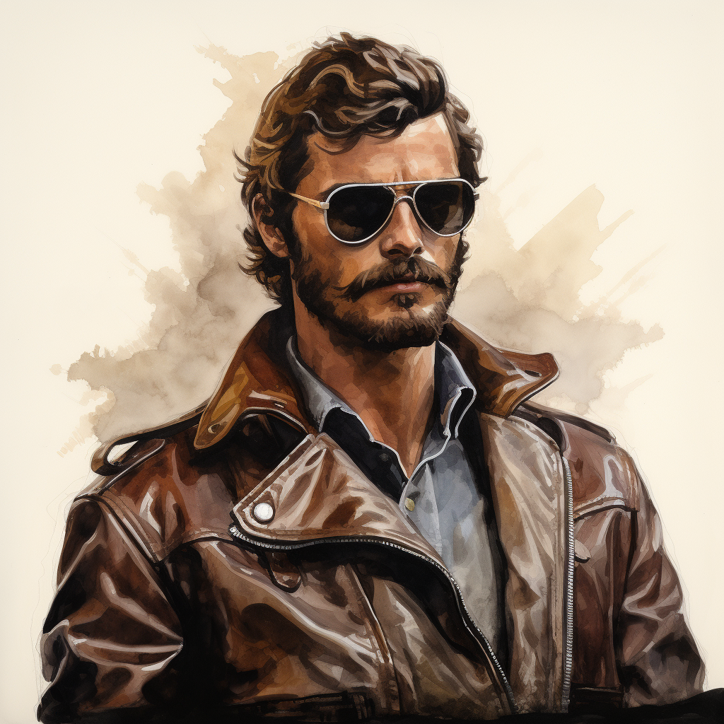 Italian Actor Leather Illustration in Tomo Finland Style