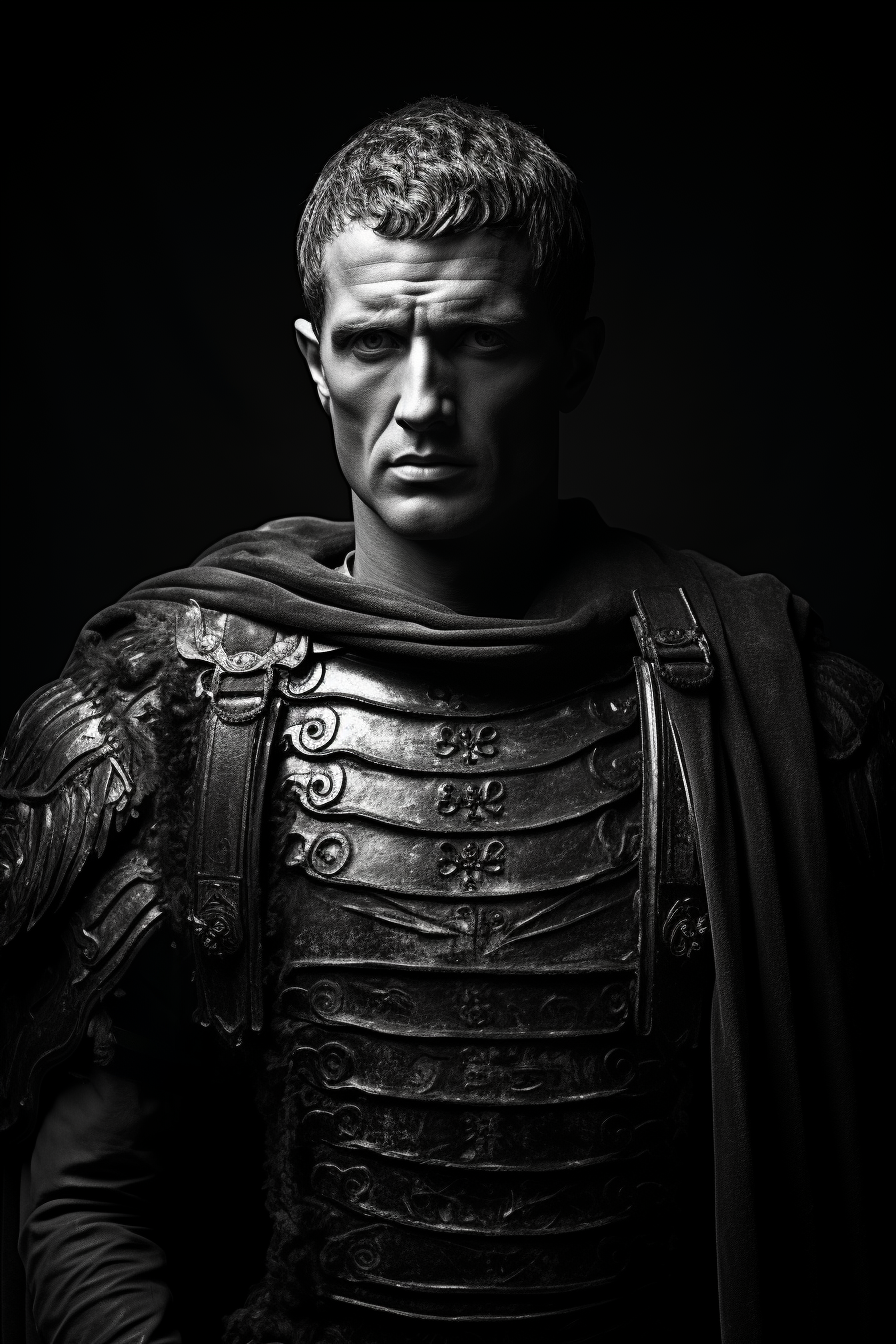 Black and white portrait of Iulius Caesar