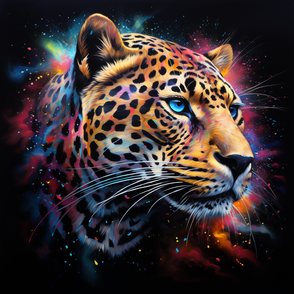 Jaguar art cosmic colourful rainbow