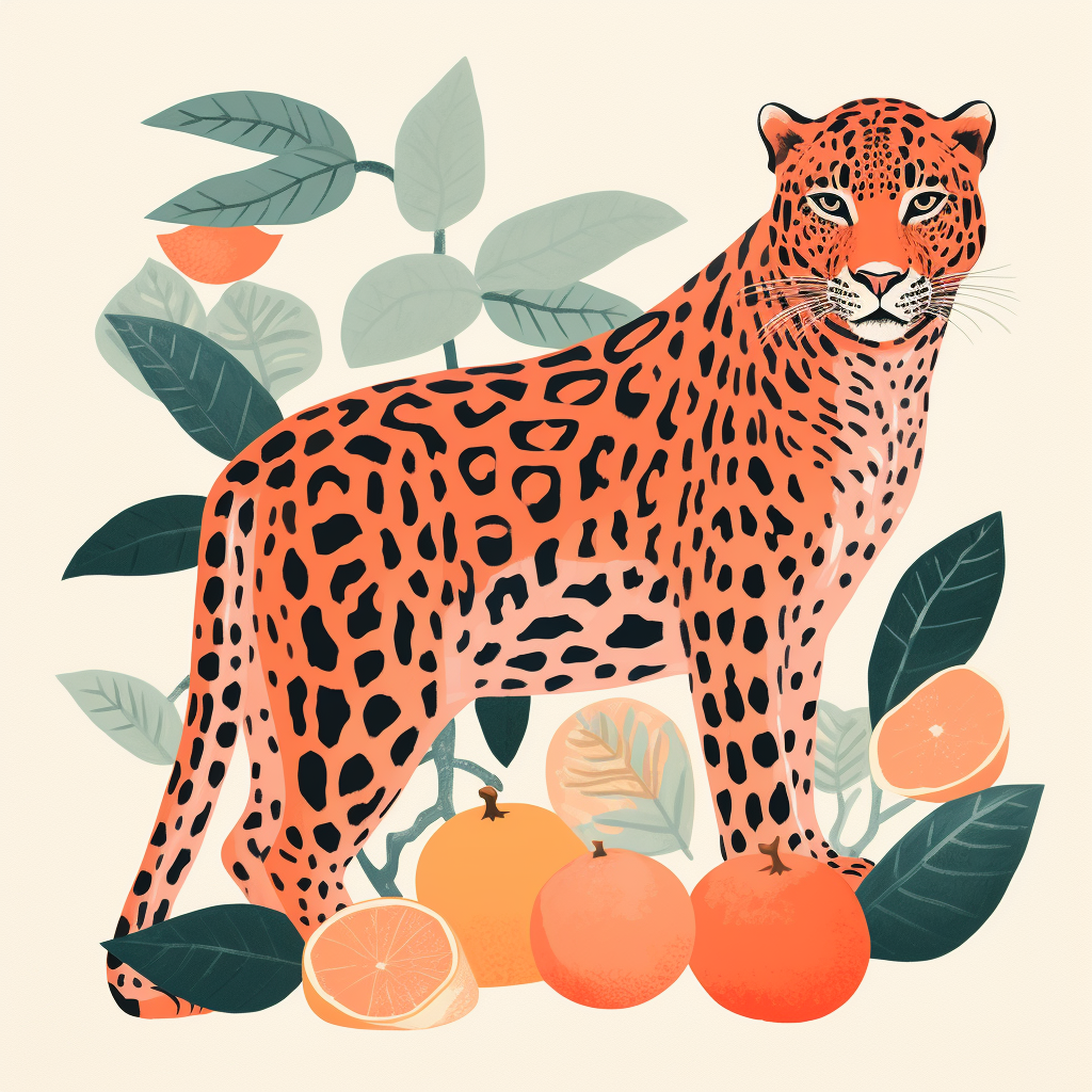 Jaguar with Peach Fur and Peaches