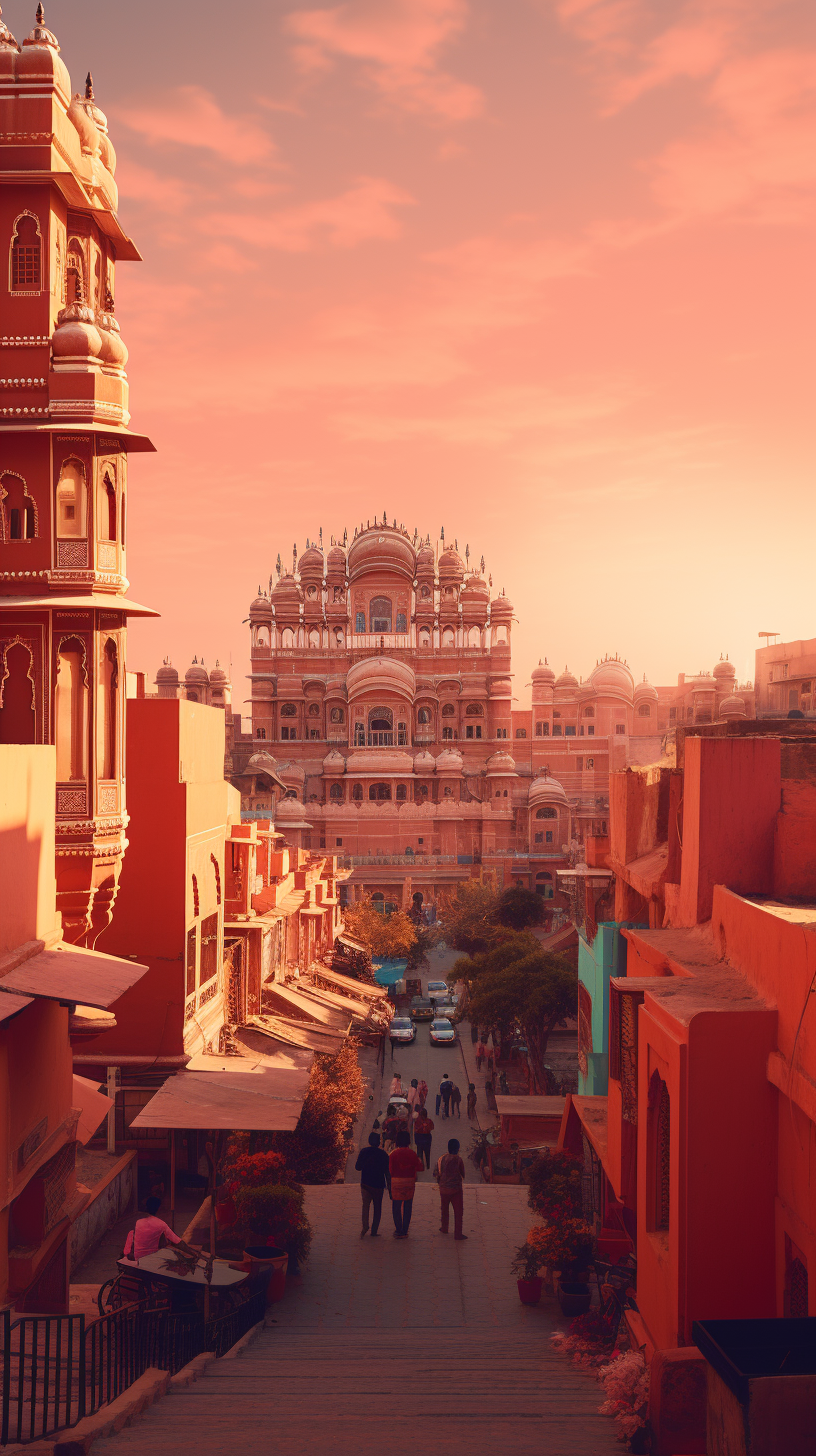 Jaipur cityscape in raw style