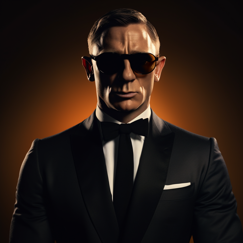 Stylish James Bond Sunglasses on Black Background