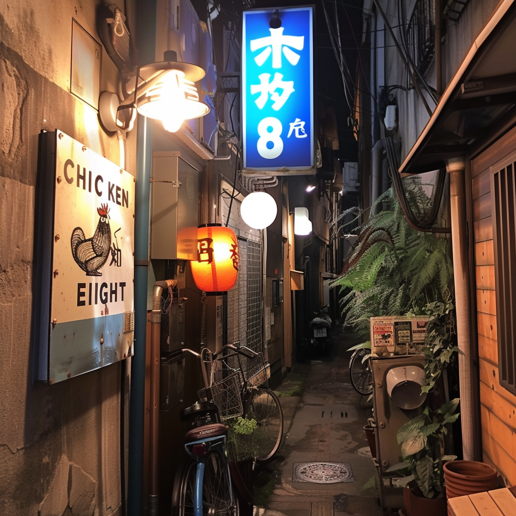 Night view of a Japanese alley