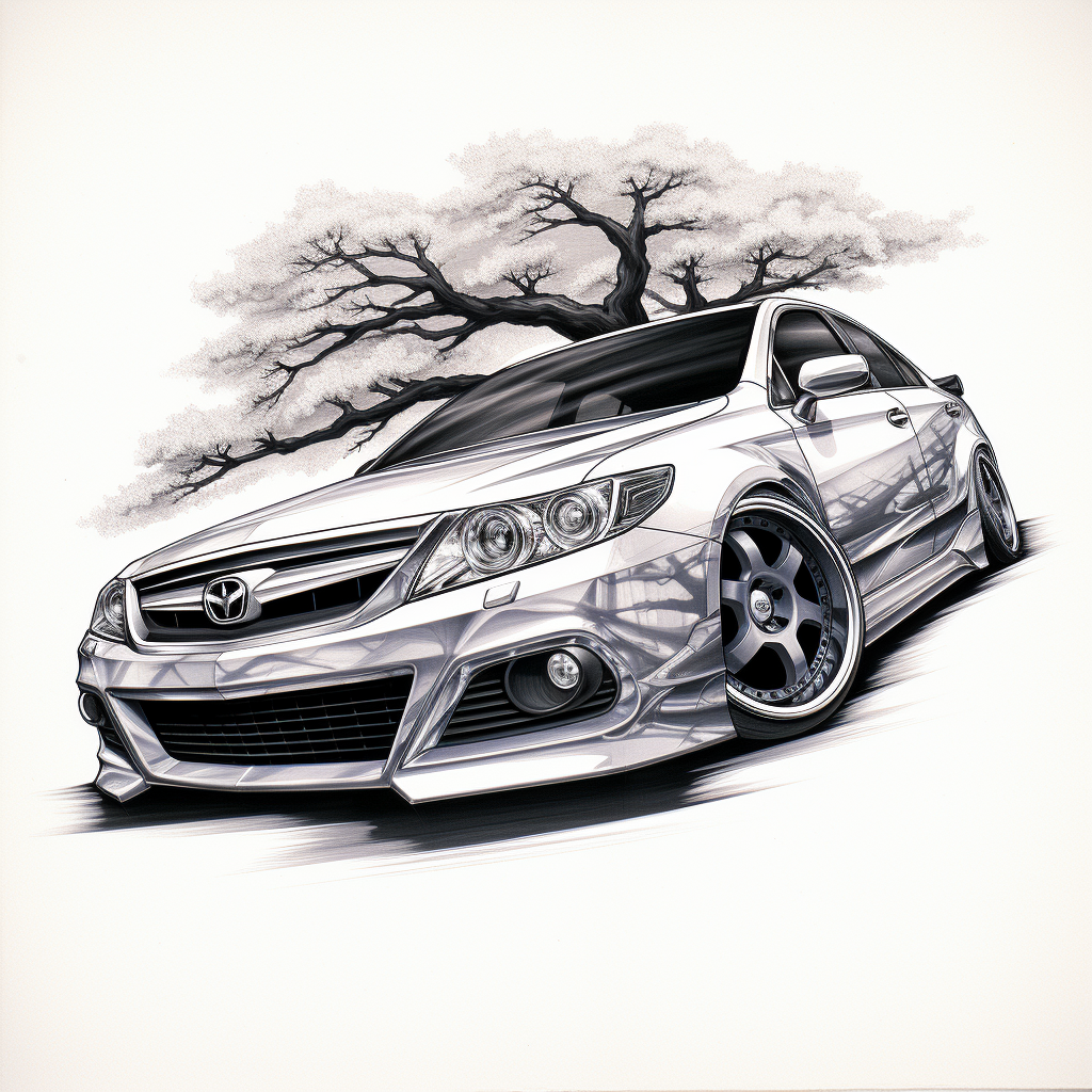 Japanese tattoo sketch of Toyota Camry