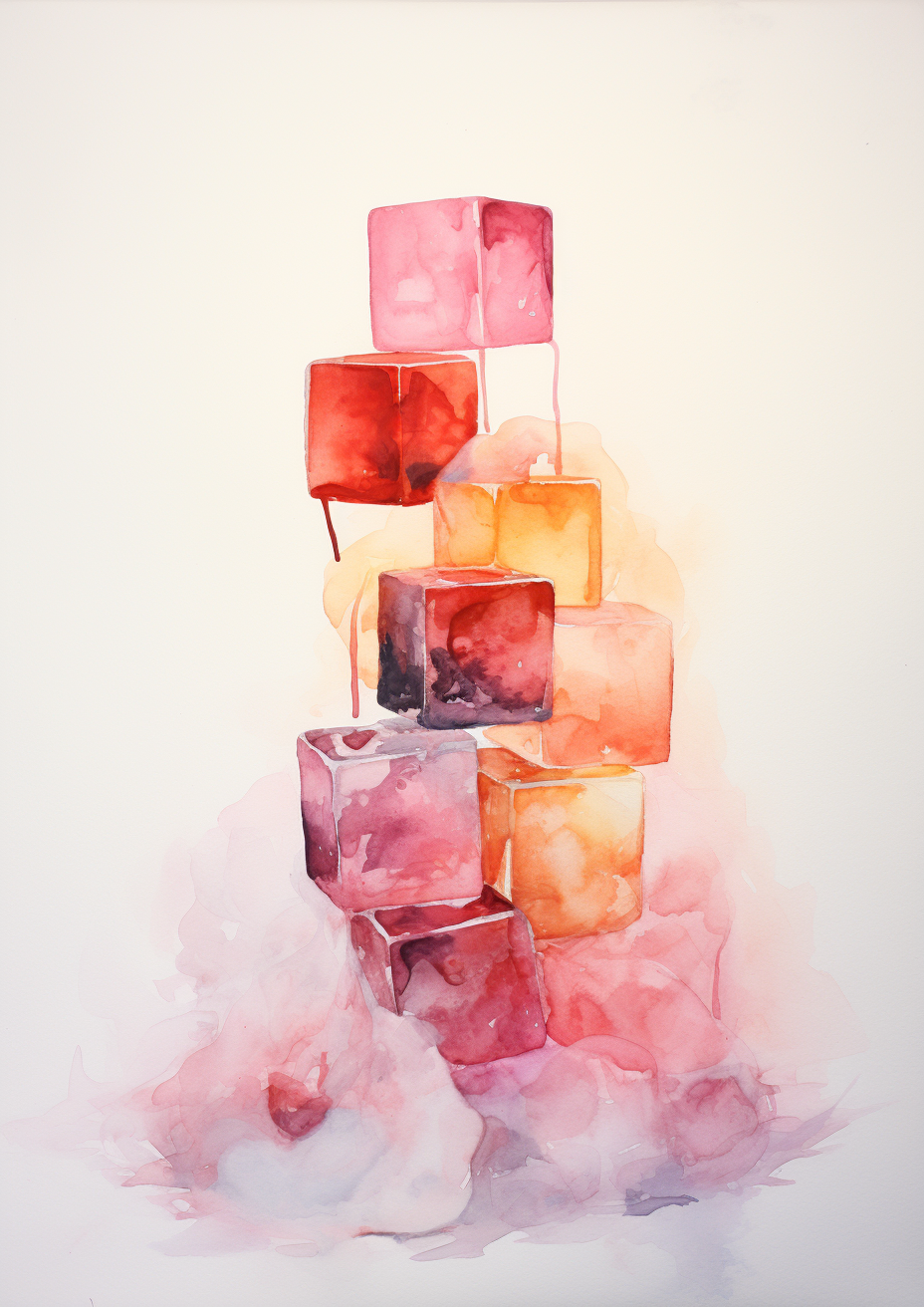 Colorful jello cubes on white background