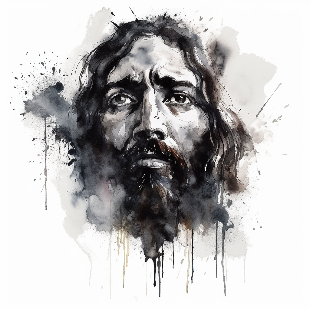 Jesus Christ in modern ink style