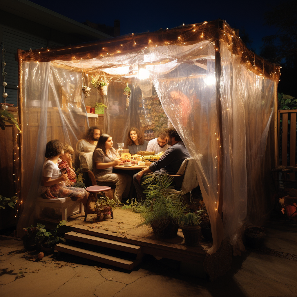 Jewish family inside sukkah ?