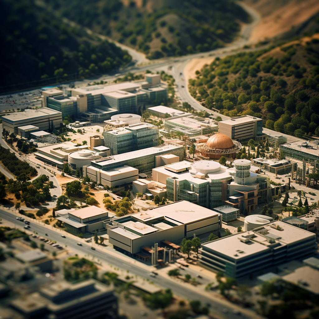 Isometric tilt-shift image of Jet Propulsion Laboratory