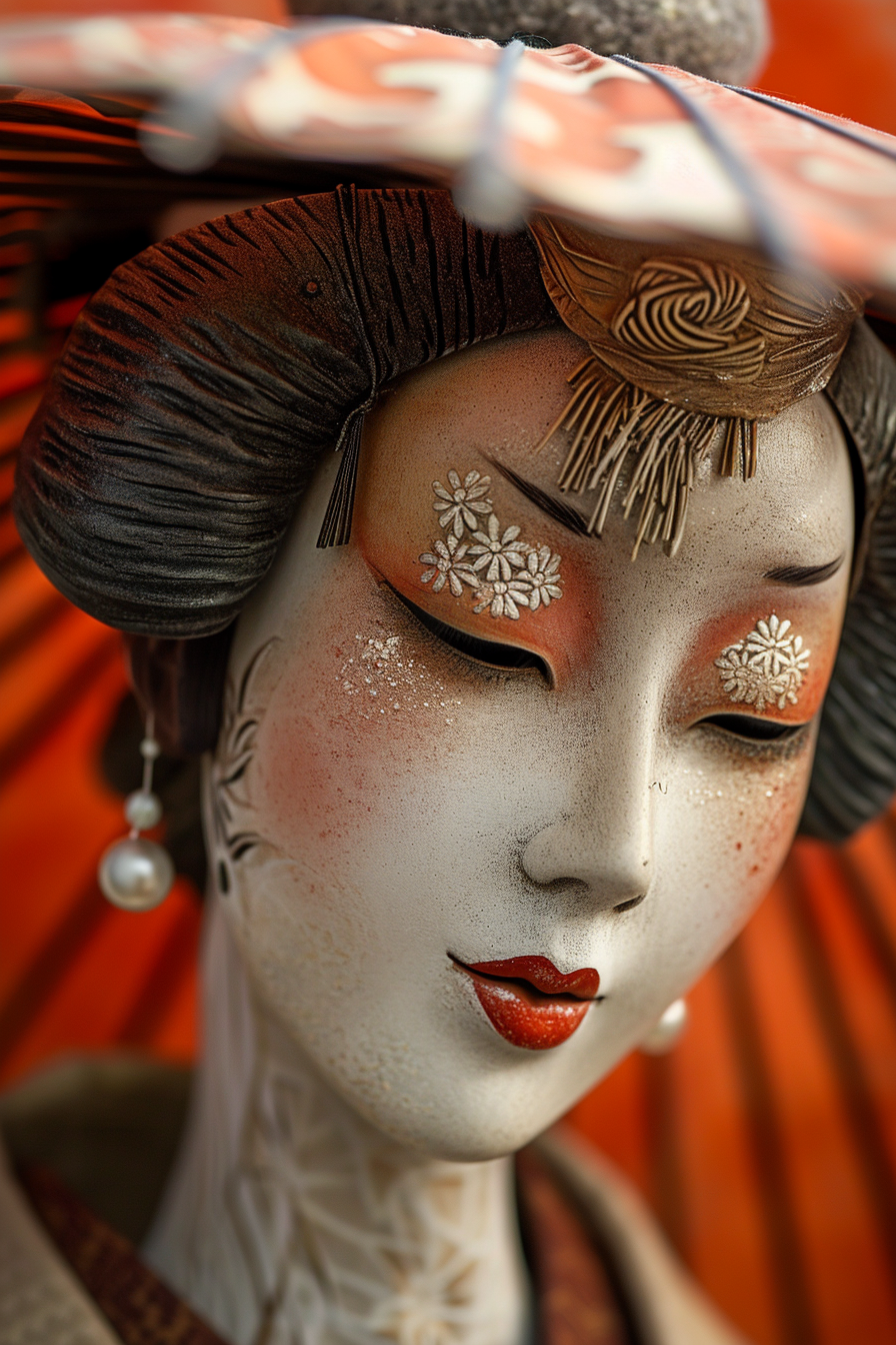 Kabuki woman art deco earthy colors