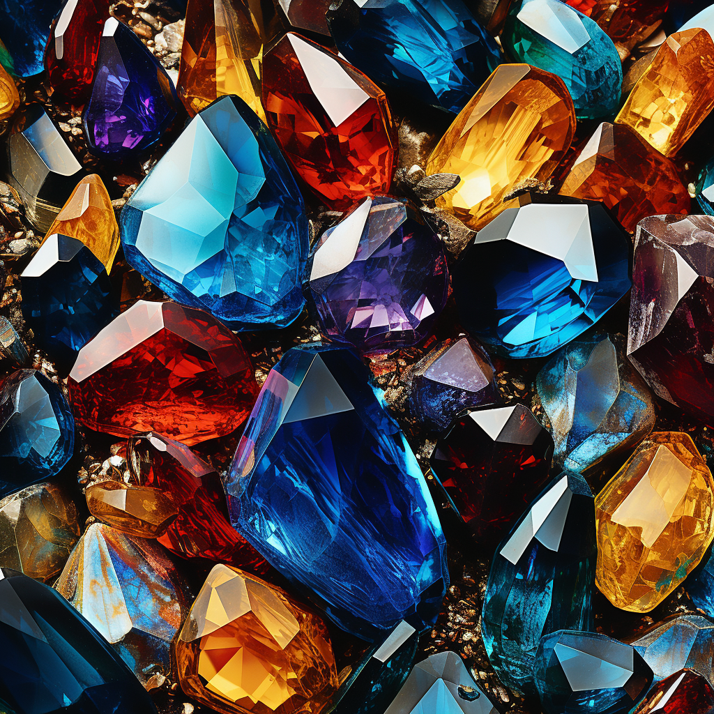 Vibrant kaleidoscopic gemstone pattern