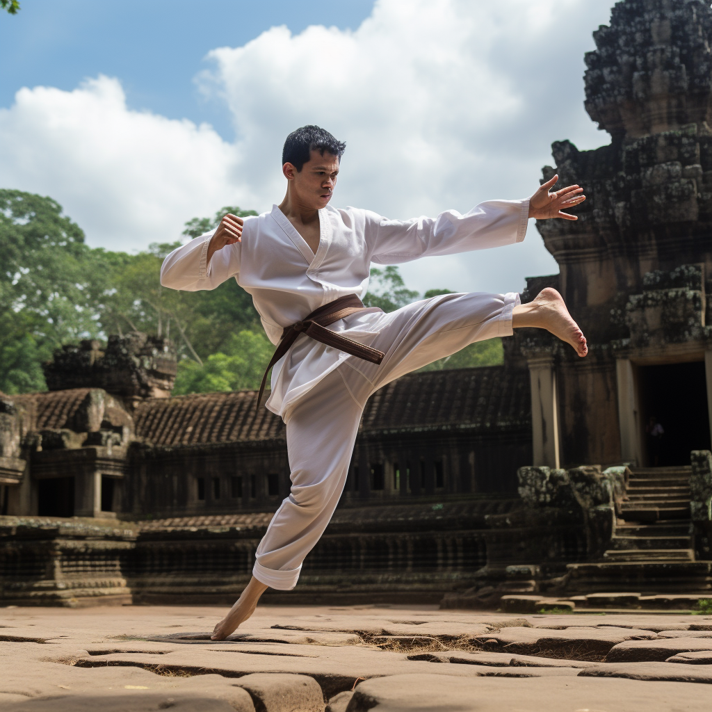 Karate High Kick Black Belt in Angor Wat Complex image