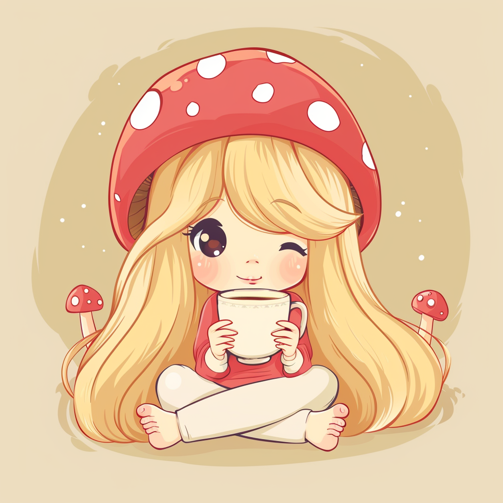 Cute blonde girl drinking tea