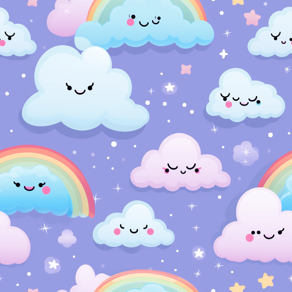 Colorful kawaii cloud pattern tile