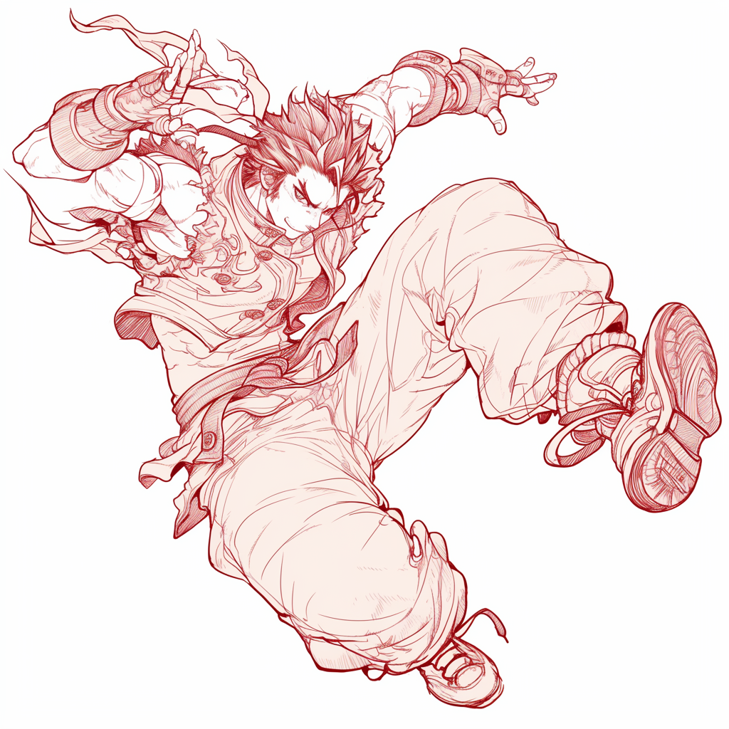 Kazuya jumping anime cell line work