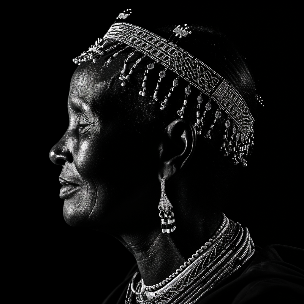 African Maasai woman with warrior attire and beaded accessories