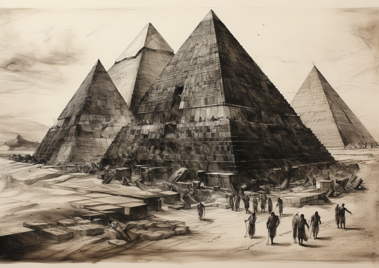 Ancient Khops Pyramids Uncovered by Archeologist Sketch