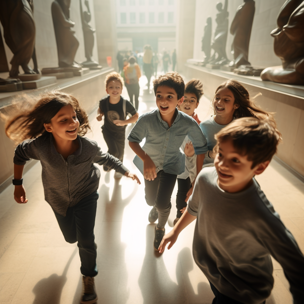 Group of kids exploring British Museum's ancient artifacts