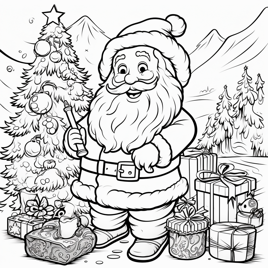 Cartoon Christmas coloring book for kids