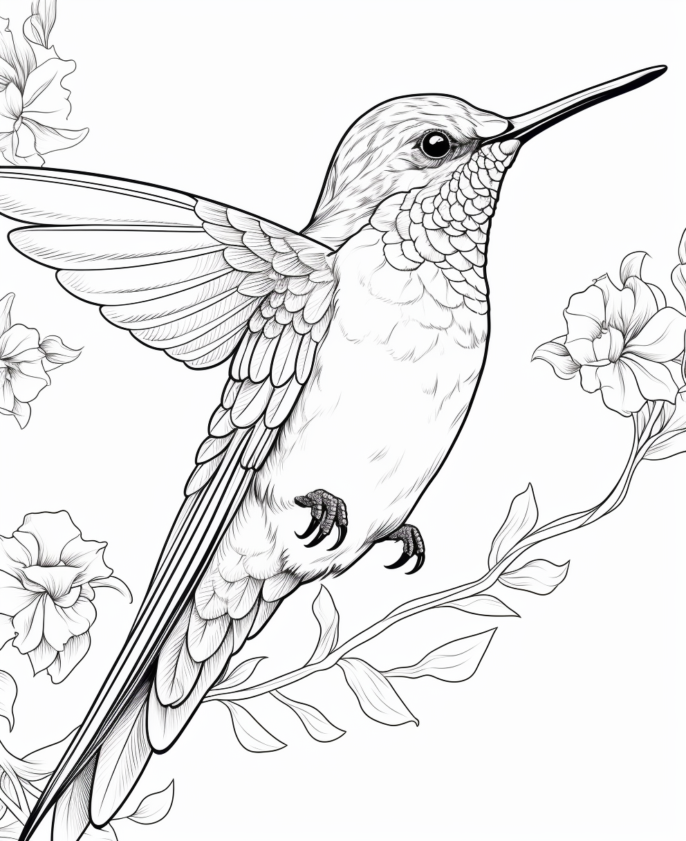 Hummingbird coloring page for kids