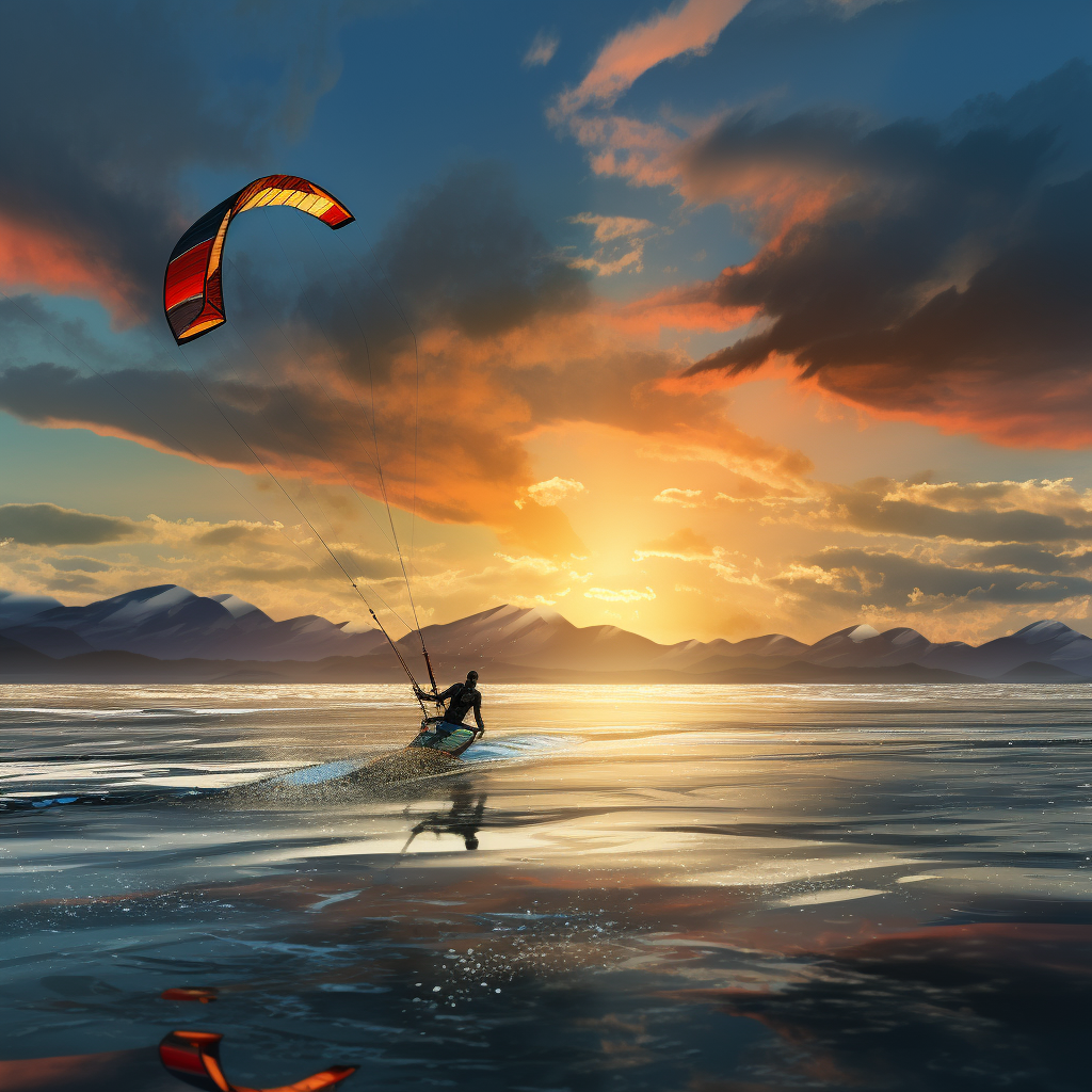 Kite Surfer Flat Water Image