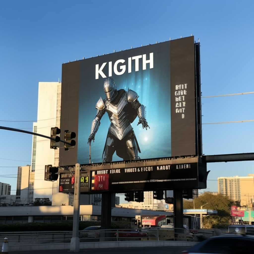 Knight hitting billboard with sword