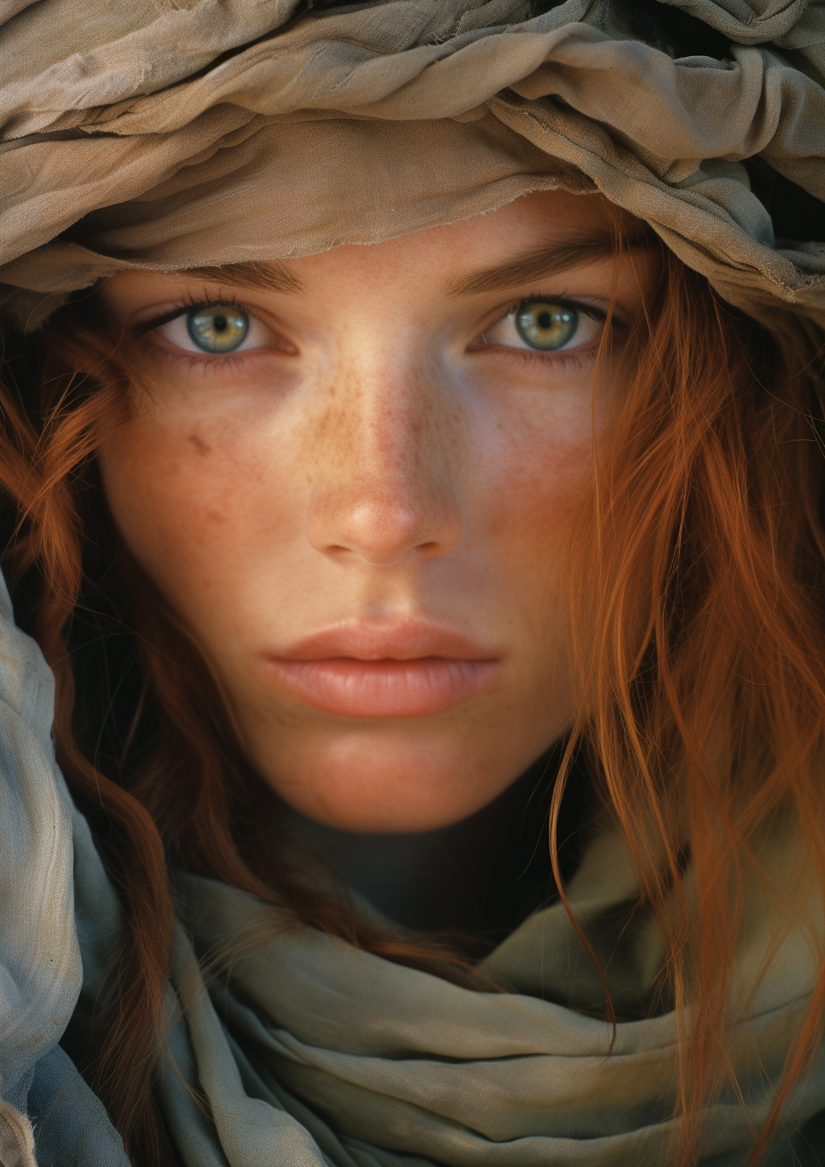 Close-up of woman desert soldier face