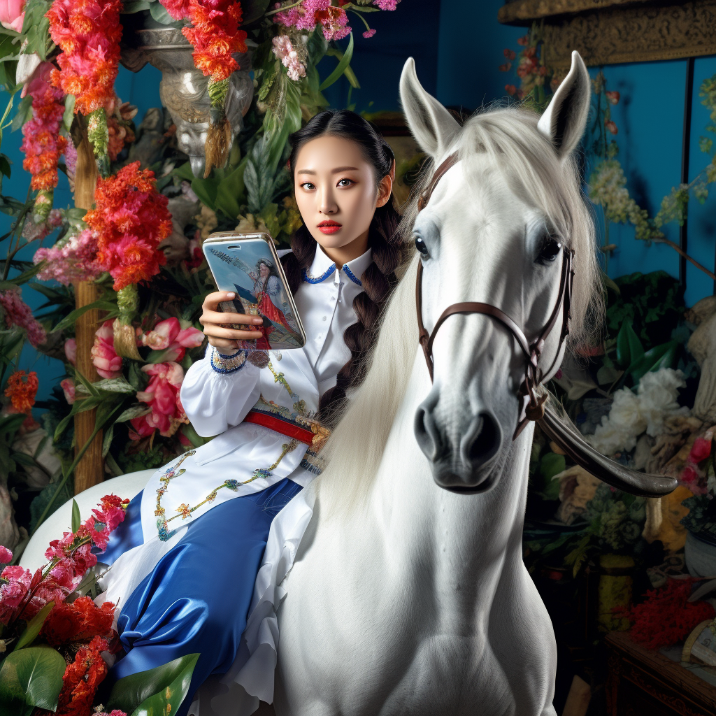 K-Pop Female Idol on Unicorn in Exotic Office