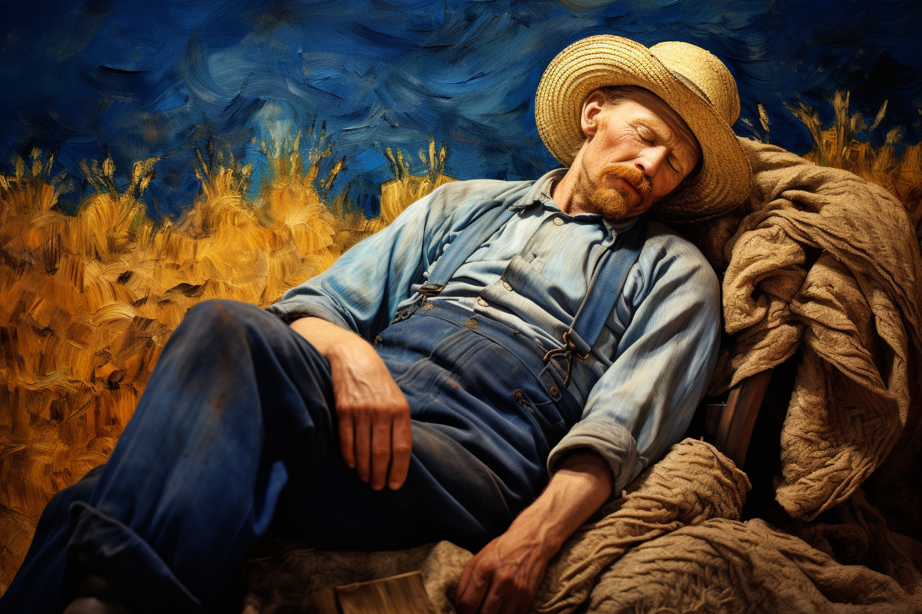 Tranquil siesta in Van Gogh's landscape painting