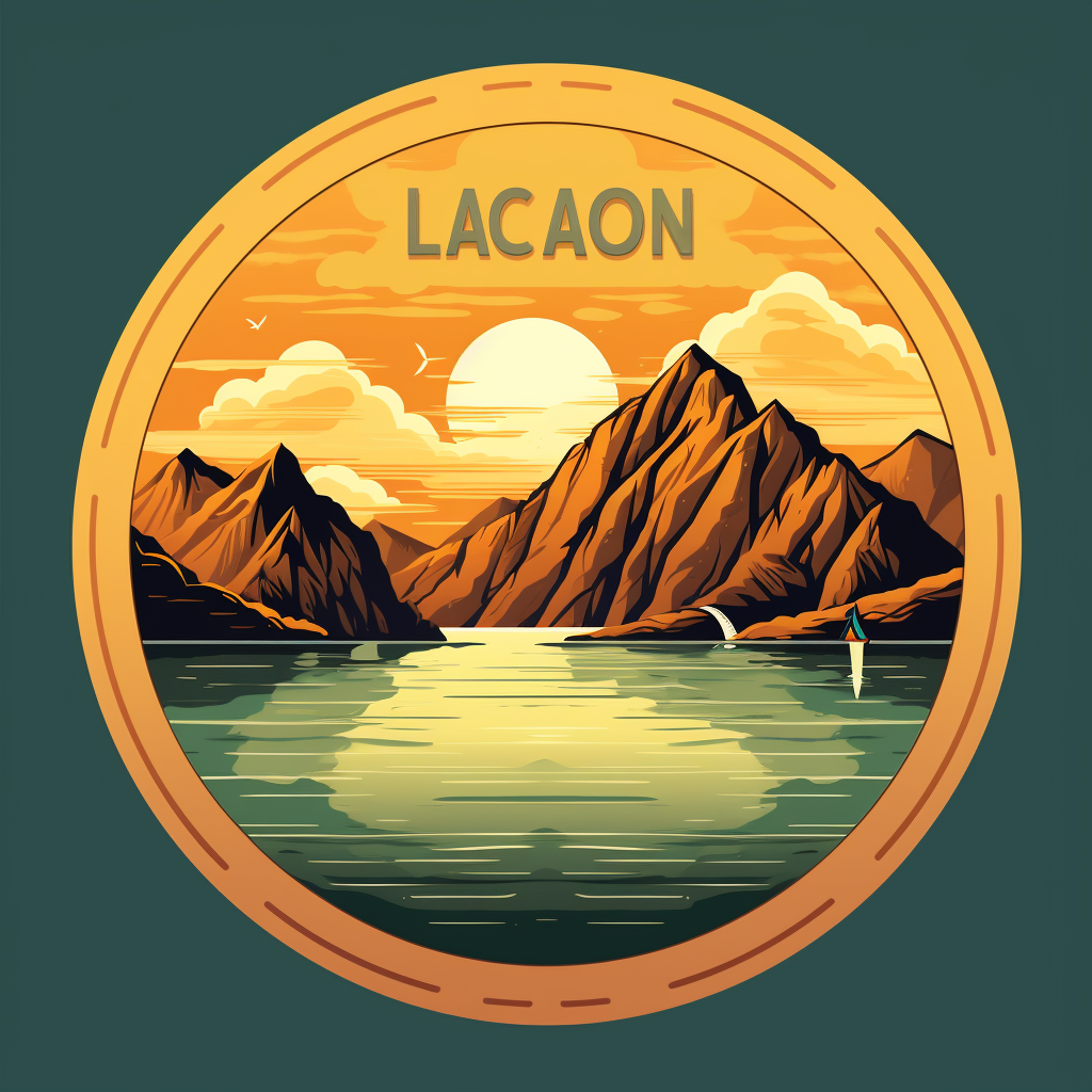 Round logo with Lake Atitlan and Bitcoin